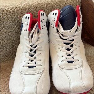 Ryderwear White Athletic Weightlifting Boots with Navy Tongue and Red Trim